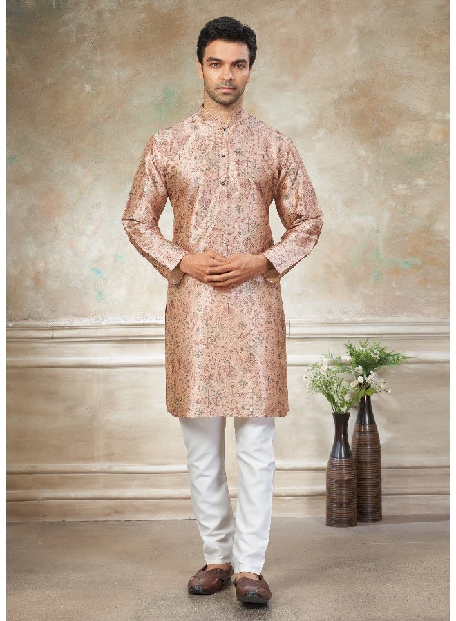 OUTLUK Peach Silk Kurta for Men - Image 1